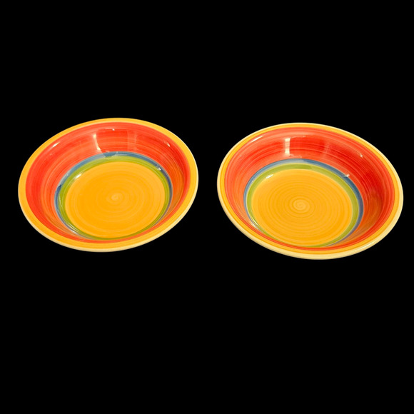 Royal Norfolk Colorful Striped Soup Cereal Bowls Set of 2 – 7.5" Multicolor - Picture 1 of 4